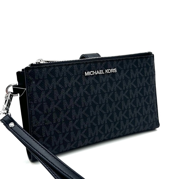 Michael Kors Large Double Zip Wallet Wristlet Black - Picture 3 of 9